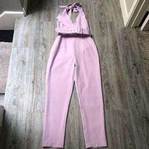 Love and Other Things  Belted Halter Jumpsuit